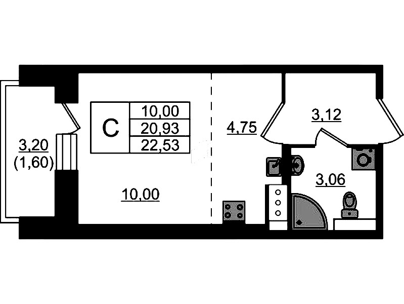 Квартира студия 22.53 м², 2/23 эт., ЖК «Живи! В Рыбацком»